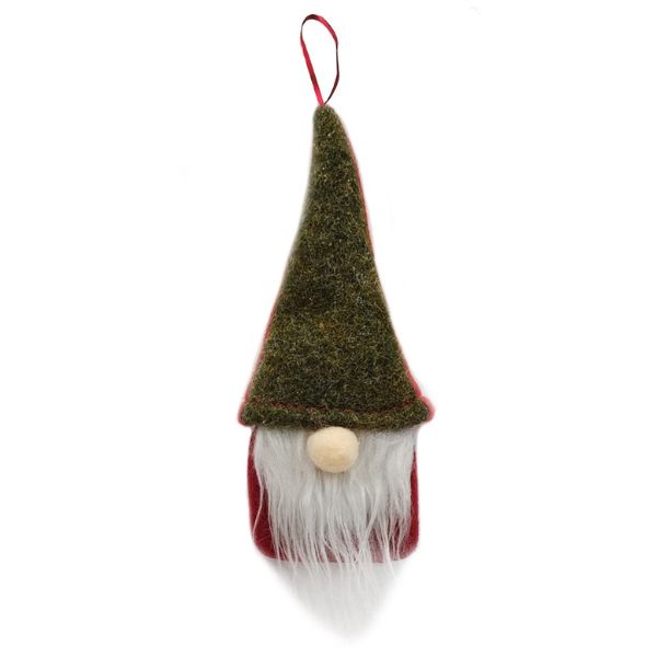 Vánoční skřítek se zeleným kloboukem závěsný 16cm